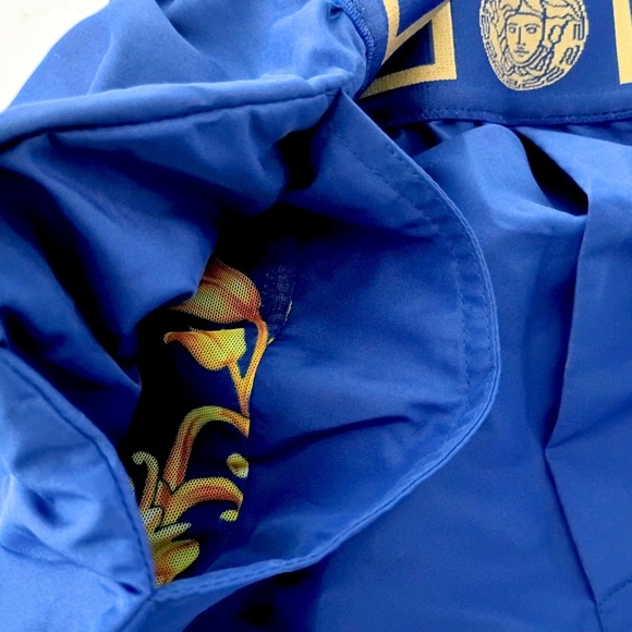 NWT Versace Greca Border Medusa Barocco Blue Swim Shorts Bathing Suit Size 7 XL - Picture 8 of 10